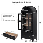 K&K 71' Tall Arched Kitchen Pantry Cabinet with 2 Large Drawers, Modern Farmhouse Kitchen Storage Cabinets with Adjustable Shelves, Glass Door, Wood Versatile Cupboard for Kitchens, Dining Room, Black - Grand Goldman Shop