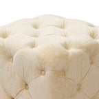 Beige Modern Velvet Upholstered Ottoman, Exquisite Small End Table, Soft Foot Stool, Dressing Makeup Chair, Comfortable Seat for Living Room, Bedroom, Entrance - Grand Goldman Shop