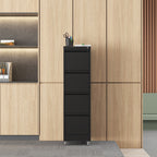 Black Heavy-Duty Metal 4 Drawer Locking Vertical File Cabinet with Wheels for Home & Office, 17.71'D x 15.16'W x 52.28'H - Gr