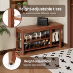 Adjustable shoe-changing bench, storage bench, hidden storage. With a load-bearing capacity of up to 550 pounds, suitable for bedrooms and corridors. 100% solid wood. - Grand Goldman Shop