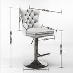 A&A Furniture Modern Upholstered Velvet Bar Stools with Adjustable Swivel Seat Height in Gray, Set of 2 - Grand Goldman Shop