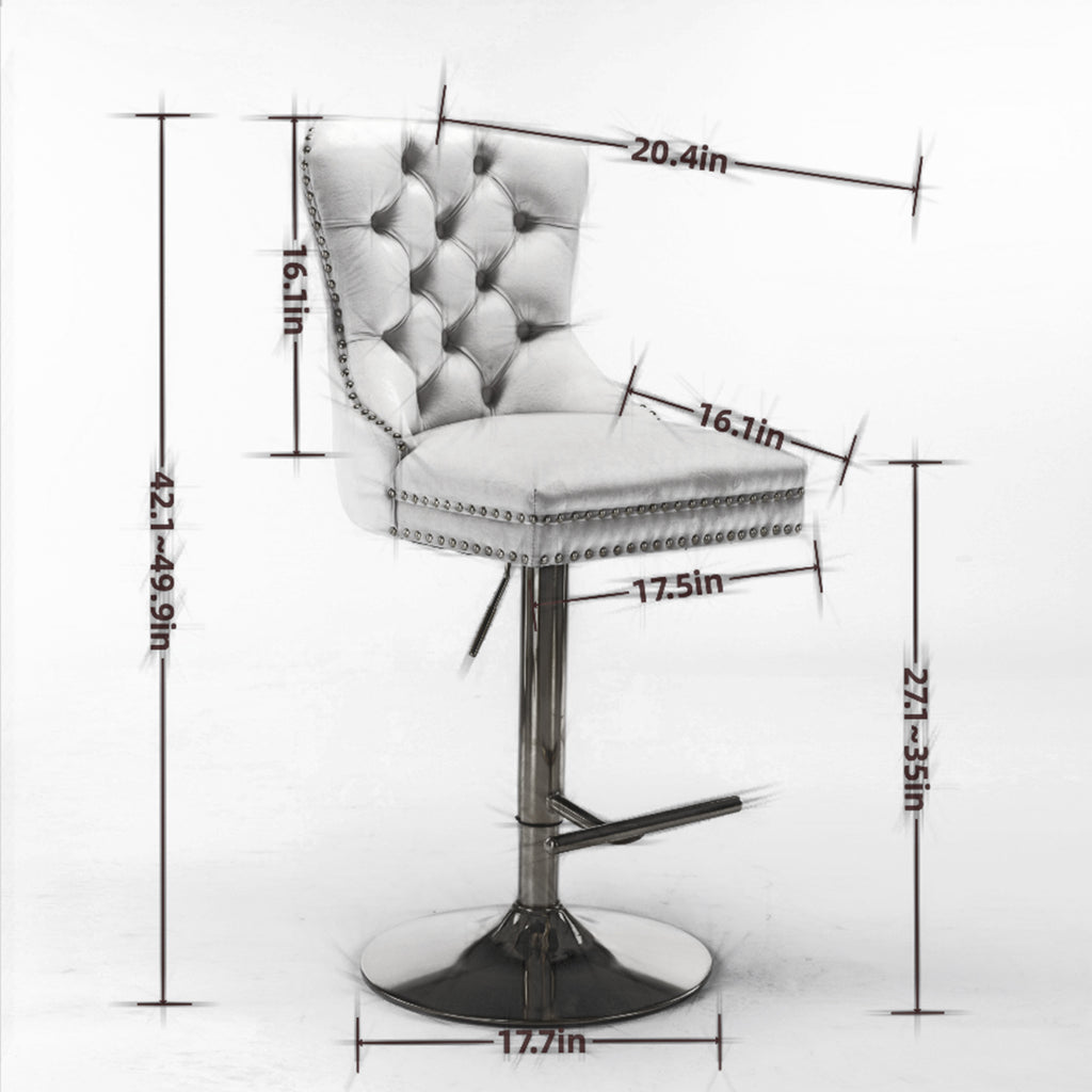 A&A Furniture Modern Swivel Velvet Barstools with Adjustable Seat Height, Comfortable Black Tufted Upholstery, Set of 2 - Grand Goldman Shop