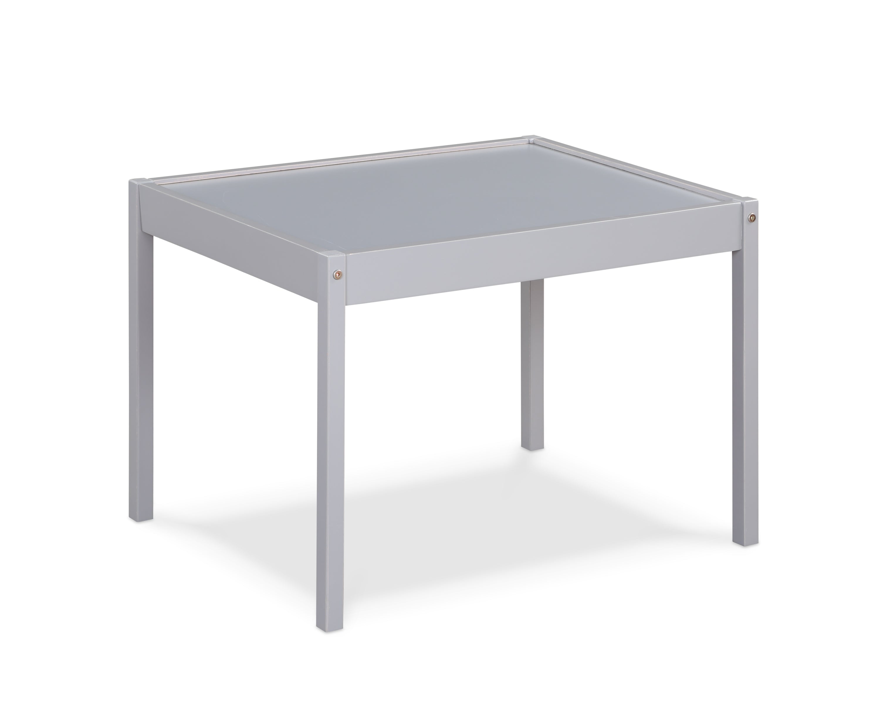 Della 3-Piece Solid Wood Kids Table & Two Chair Set, Gray - Grand Goldman