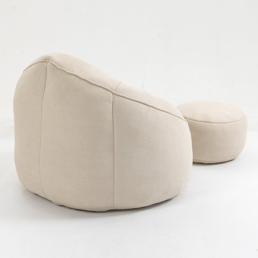 Bedding Bean Bag Sofa Chair with High-Pressure Foam and Footrest, Beige Microfiber - Grand Goldman Shop