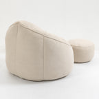 Bedding Bean Bag Sofa Chair with High-Pressure Foam and Footrest, Beige Microfiber - Grand Goldman Shop