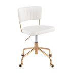 Contemporary Task Chair in Gold Metal and Cream Velvet | Premium Home Decor - Grand Goldman