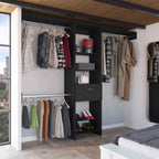 Manchester 250 Closet System, Five Open Shelves, One Drawer, Three Metal Rods -Black - Grand Goldman Shop