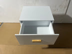 Modern White Nightstand with Drawer and Wood Legs, Minimalist Bedside Table with Handle for Bedroom, Living Room, Apartment - Grand Goldman Shop