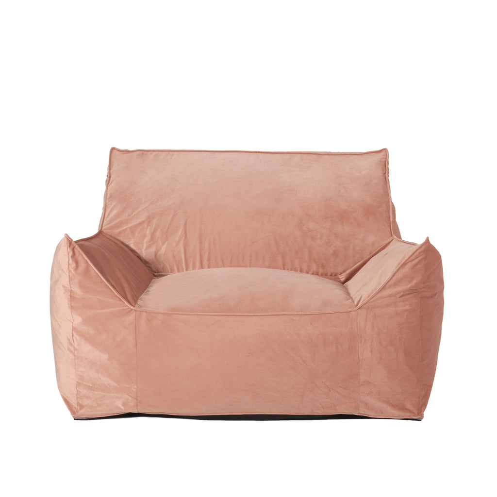 Allea Velveteen Bean Bag Chair with Armrests, Soft Velvet, Pink, 40x40x30 inches - Grand Goldman Shop
