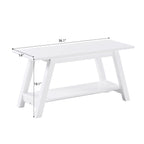 Elyz Solid Wood Bench with Shelf, 36.10-Inch Long, White - Grand Goldman Shop