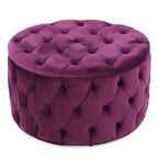 Modern Glam Ottoman Velvet Fuchsia 29.5-Inch - Grand Goldman Shop