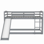 Gray Twin over Twin Bunk Bed with Convertible Slide and Ladder, Pine Wood and MDF, 79.3''L x 84.4''W x 46.5''H - Grand Goldman Shop