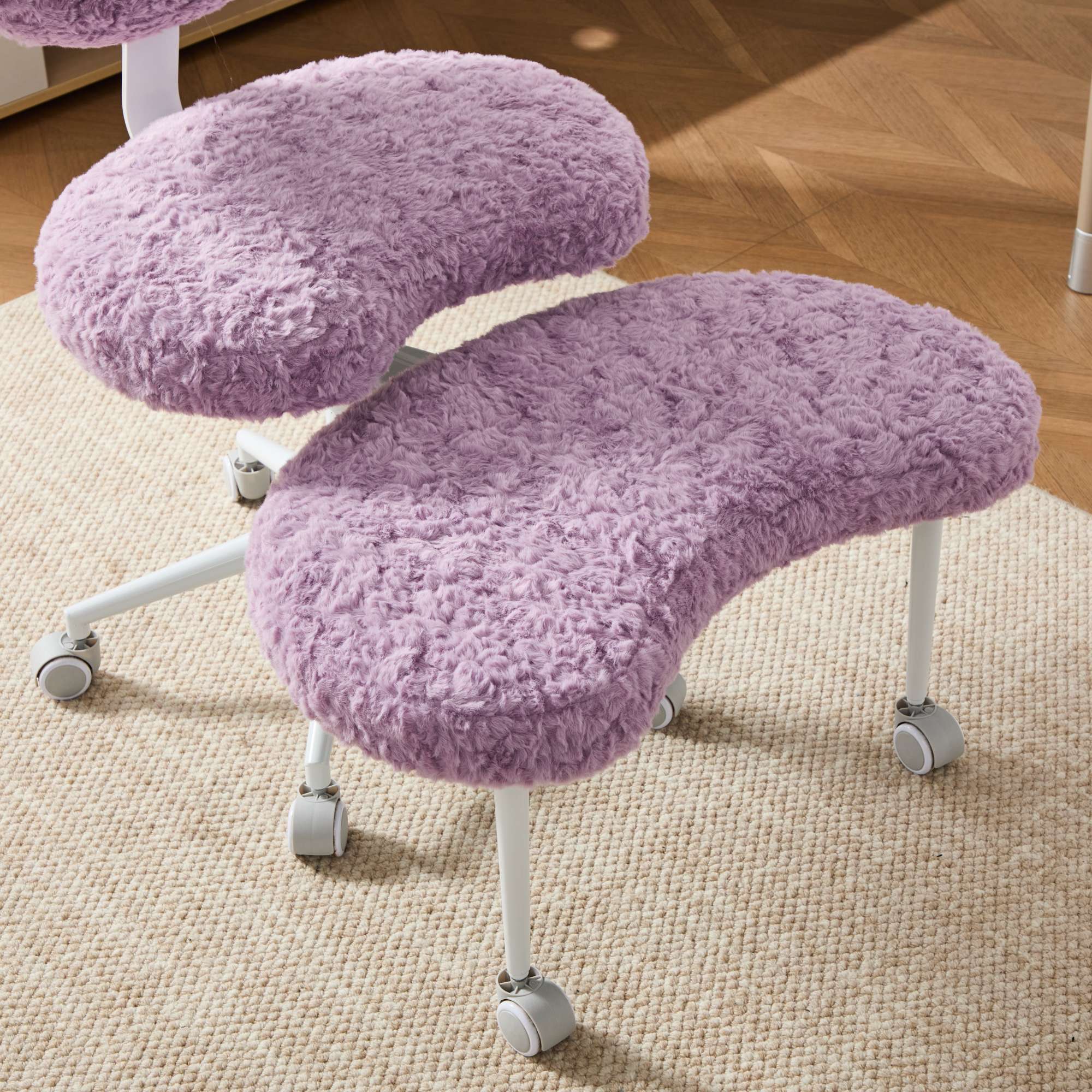 Artificial rabbit hair Meditation Chair Plus, Cross Legged Chair with Wheels, ADHD Chair, Criss Cross Desk Chair with Lumbar 
