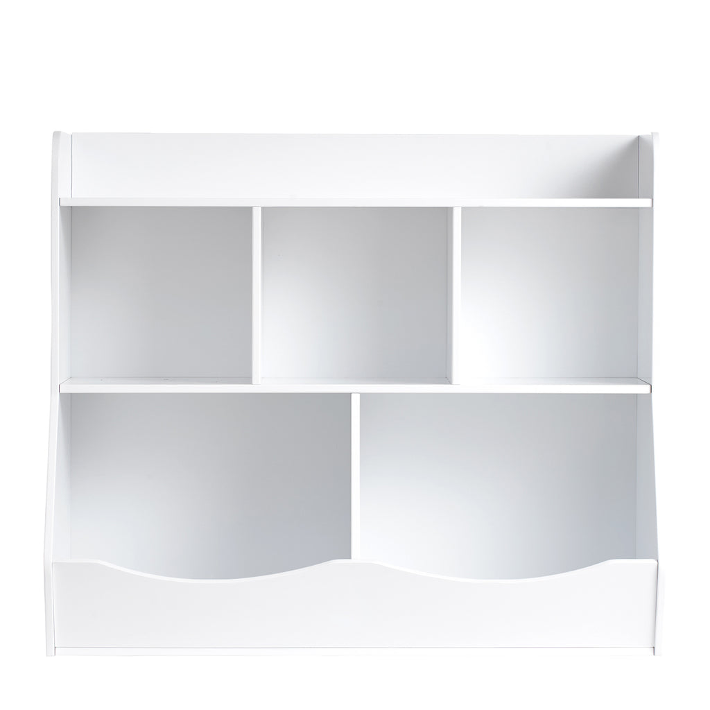 Wood Kid Storage Cubby, Toy Storage Organizer with Bookshelf, 5-Cubby Wood Toy Storage Cabinet, Children Book Toy Shelf for K