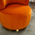 360 Degree Swivel Cuddle Barrel Accent Sofa Chair, Fluffy Velvet Round Armchair, Orange, 25.20'' x 25.59'' x 26.38'' - Grand Goldman Shop