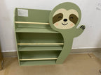 Sloth Kids Bookshelf, Front-Facing Toddler Book Display Rack with 3 Tiers, Cute Animal Design, Wooden Nursery Bookshelf for P