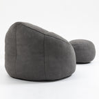 Bedding Bean Bag Sofa Chair with High-Pressure Foam and Footrest, Grey Microfiber - Grand Goldman Shop