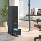 SteelCraft Pro 5 Drawer Metal Vertical File Cabinet with Lock, Black, Steel, 64.17 inches | Premium Home Decor - Grand Goldma