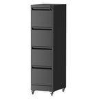 Black Heavy-Duty Metal 4 Drawer Locking Vertical File Cabinet with Wheels for Home & Office, 17.71'D x 15.16'W x 52.28'H | Pr