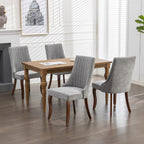 Rayon Cloth Flocking Linen Dining Chairs Channel Kitchen Dinner Chair Comfy Fabric Upholstered Accent Chair for Dining Room with Curved Solid Wood Legs,Set of 2 (Gray), SW1847GY - Grand Goldman Shop