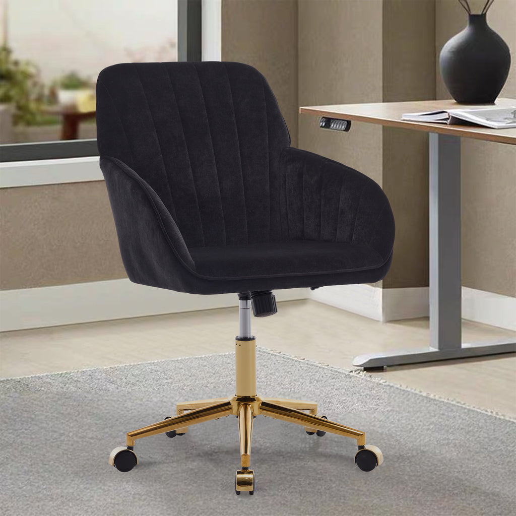 TY Adjustable Office Chair, Ergonomic Swivel Chair, Black Velvet, Comfortable for Long Sitting | Premium Home Decor - Grand G