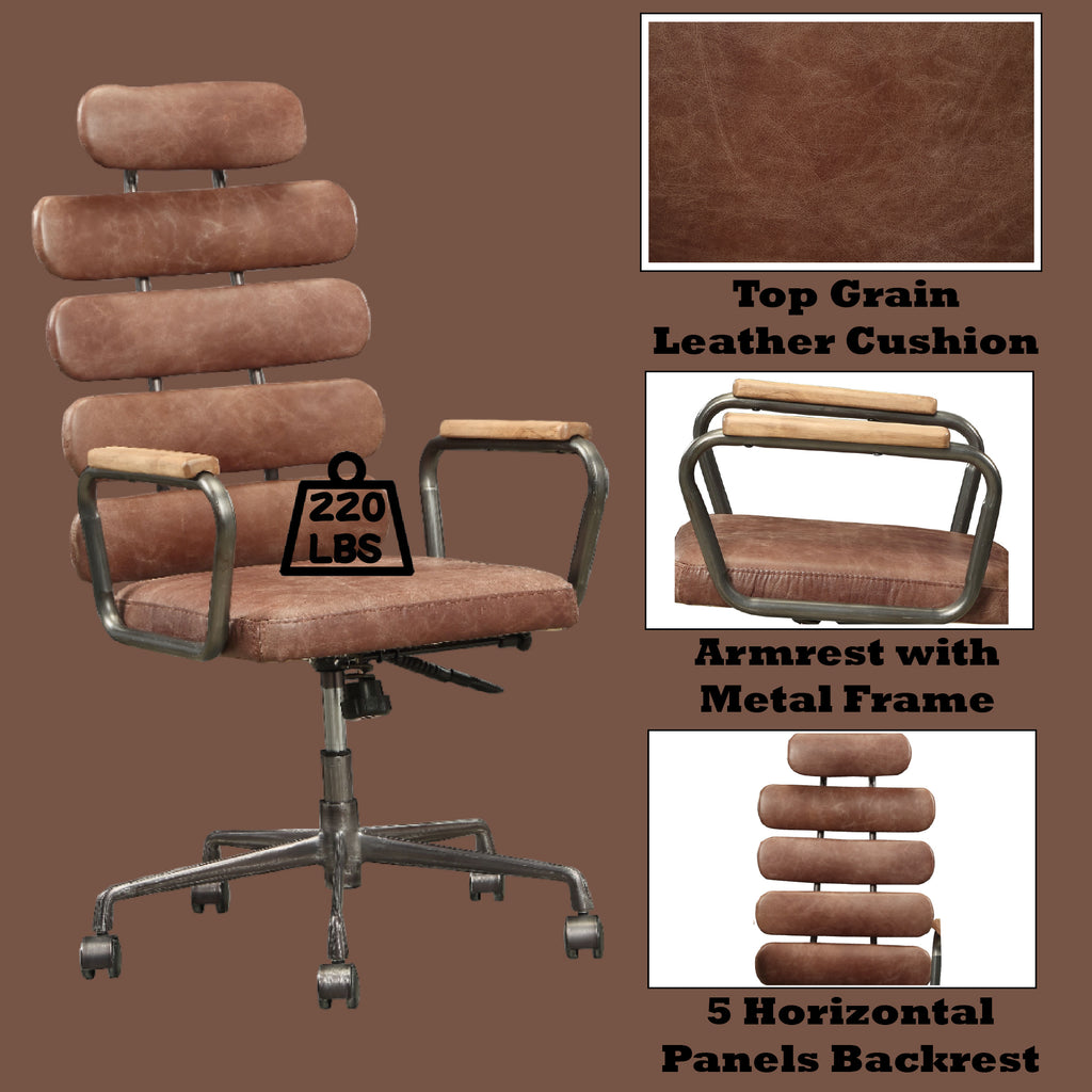 Calan Vintage Whiskey Top Grain Leather Office Chair - Grand Goldman