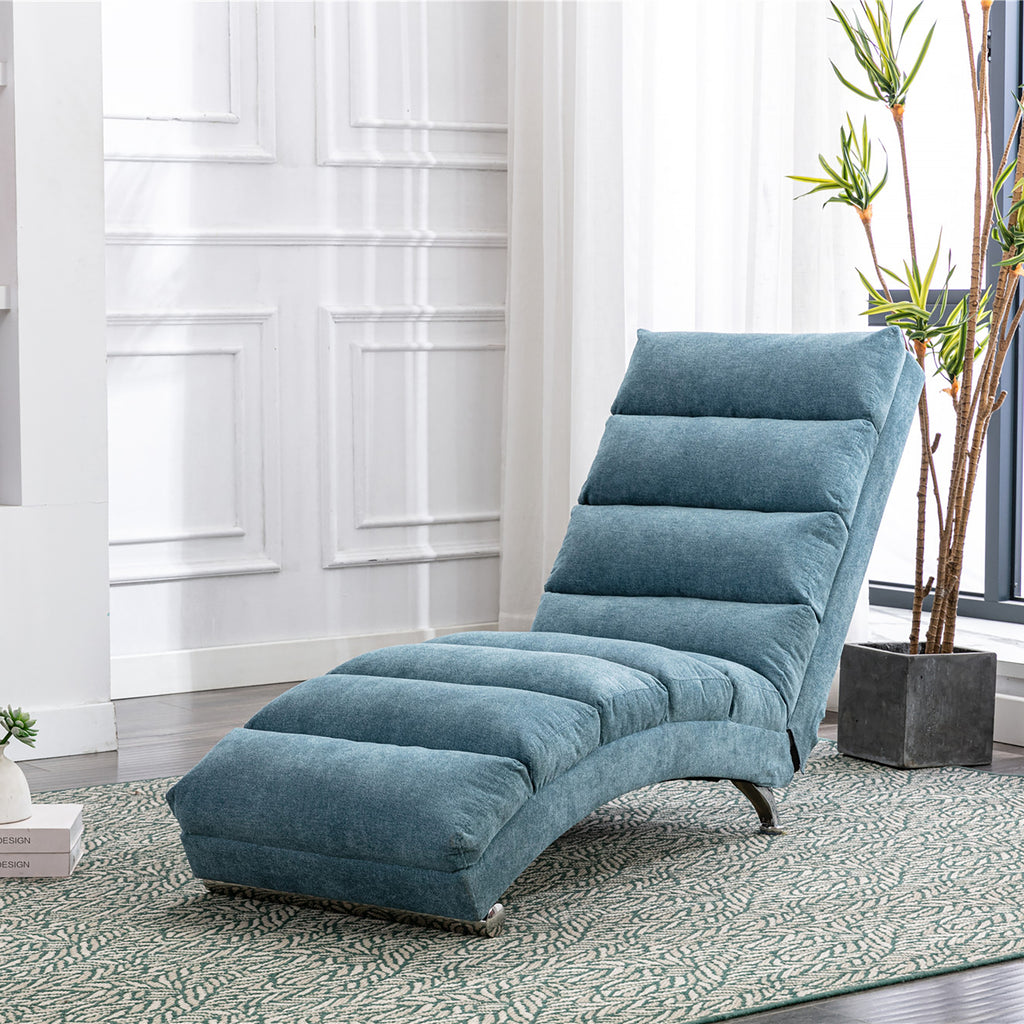 Ergonomic Linen Massage Chaise Lounge with Remote Control, 5 Modes, Blue, 21.65 x 58.27 x 34.25 inches - Grand Goldman Shop