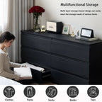 Modern 6 Drawer Dresser with Spacious Countertop and Concealed Handles, Storage Cabinet for Bedroom and Living Room, Black MDF - Grand Goldman Shop