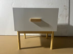 Modern White Nightstand with Drawer and Wood Legs, Minimalist Bedside Table with Handle for Bedroom, Living Room, Apartment - Grand Goldman Shop