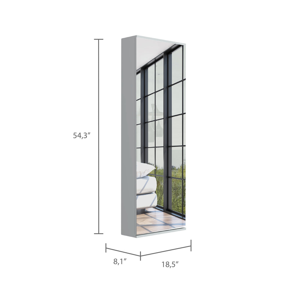 Leto Wall Mounted Shoe Rack With Mirror, Single Door, Capacity For Ten Shoes -White - Grand Goldman Shop