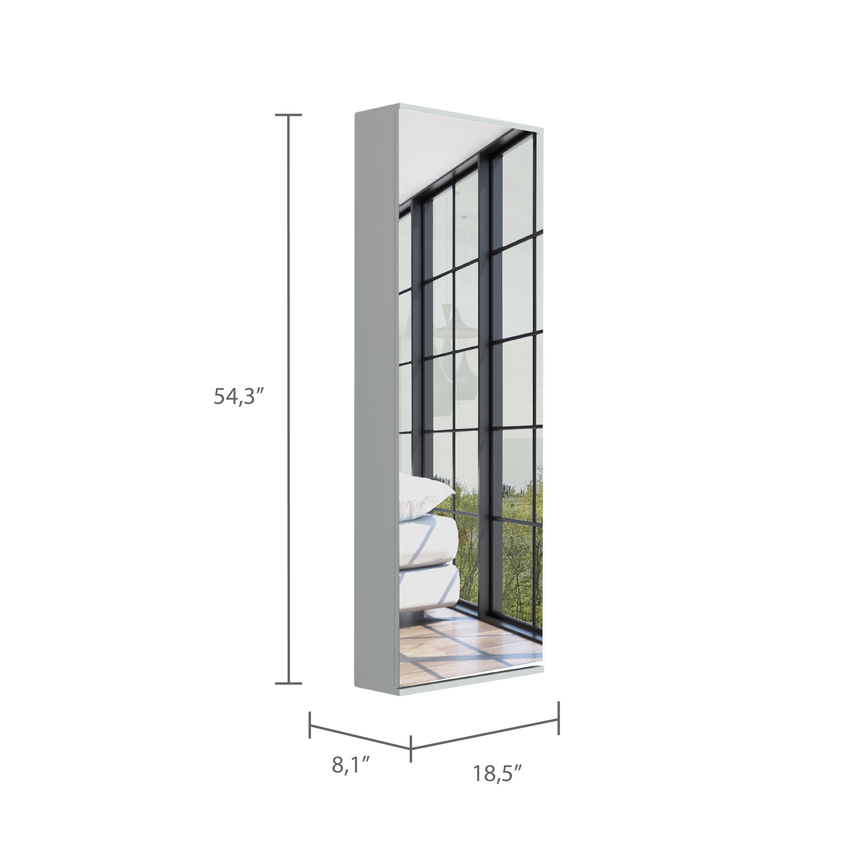 Leto Wall Mounted Shoe Rack With Mirror, Single Door, Capacity For Ten Shoes -White - Grand Goldman Shop