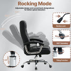 Executive Office Chair High Back PU Leather Desk Chair with Spring Seat Cushion, Ergonomic Swivel Computer Chair with Chrome 