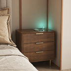 Nightstand with Charging Station, Smart Nightstand with Night Light, Modern Night Stand with Storage Cabinet for Bedroom, Wood - Grand Goldman Shop