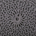 Hazel Modern Knitted Cotton Yarn Round Pouf with Eco-Friendly PET Fibers, Dark Grey, 20 x 20 inches - Grand Goldman Shop