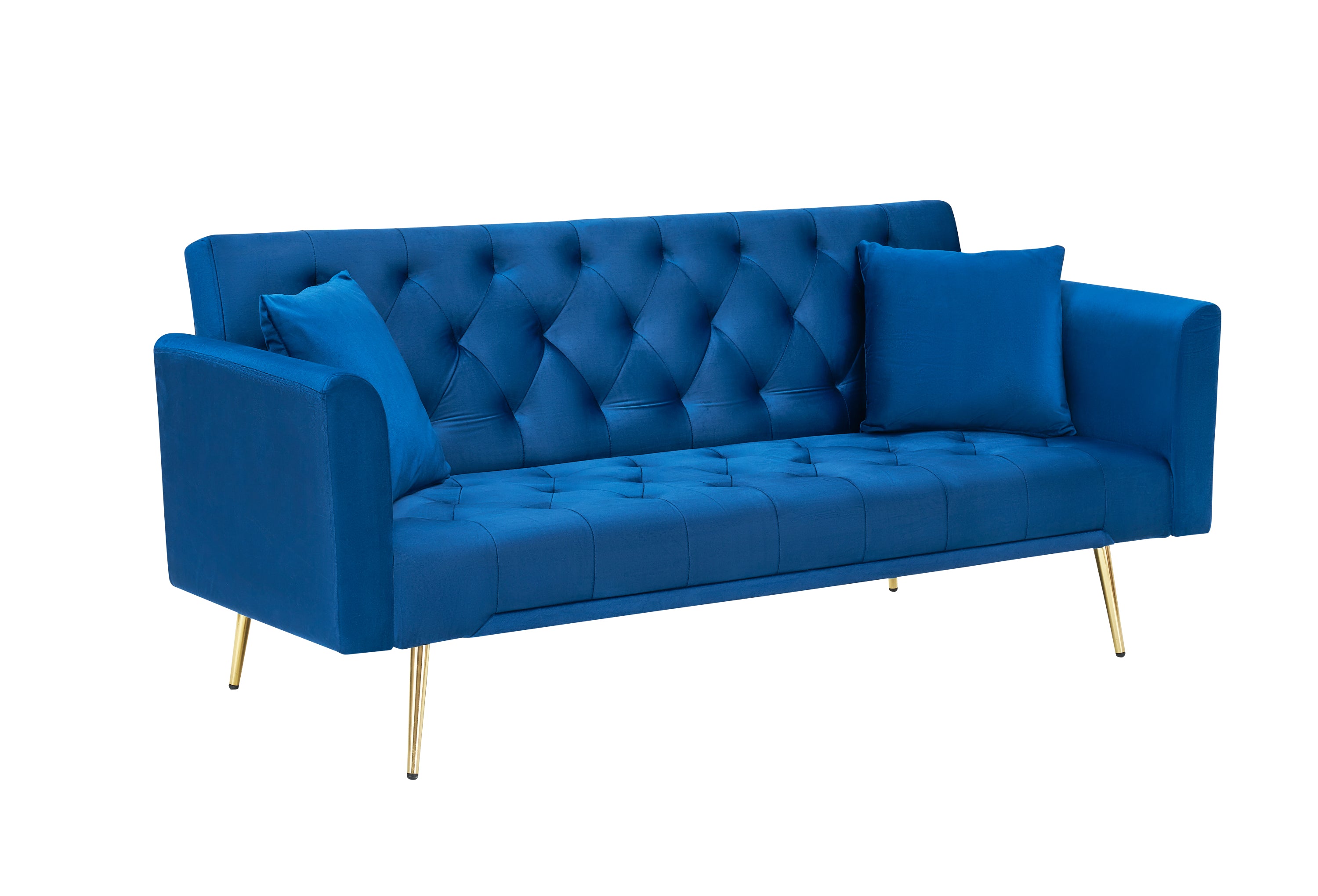 71-inch convertible love seat sofa, American retro blue velvet material, suitable for small living room, bedroom, office - Grand Goldman Shop