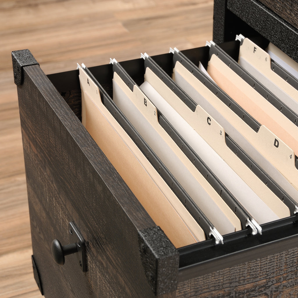 File Pedestal with Smooth-Glide Drawer, Dark Oak finish - Grand Goldman