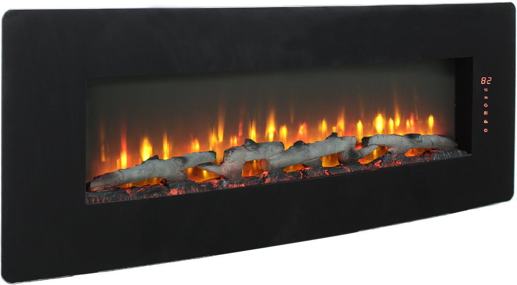 48 inch Curved Front Wall Mounted Electric Fireplace with remote and multi color flame & emberbed - Grand Goldman Shop