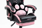 Cute Cat Gaming Chair with Paw Lumbar Cushion, PC Video Gamer Chair for Girl Teen Woman (Black) | Premium Home Decor - Grand 