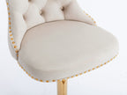 A&A Furniture,Golden Swivel Velvet Barstools Adjusatble Seat Height from 25-33 Inch,Modern Upholstered Bar Stools with Backs Comfortable Tufted for Home Pub and Kitchen Island,Beige,Set of 2 - Grand Goldman Shop