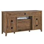 55 inch TV Media Stand with Electric Fireplace KD Inserts Heater,Reclaimed Barnwood Color - Grand Goldman Shop