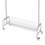 Heavy Duty Silver Iron Garment Rack with Basket on Wheels, 47.24 x 15.75 x 66.93 Inches - Grand Goldman Shop