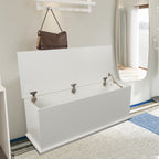 Storage Chest Trunk, Lift Top Wood Box for Entryway Bench Organizer Home Furniture, White - Grand Goldman Shop