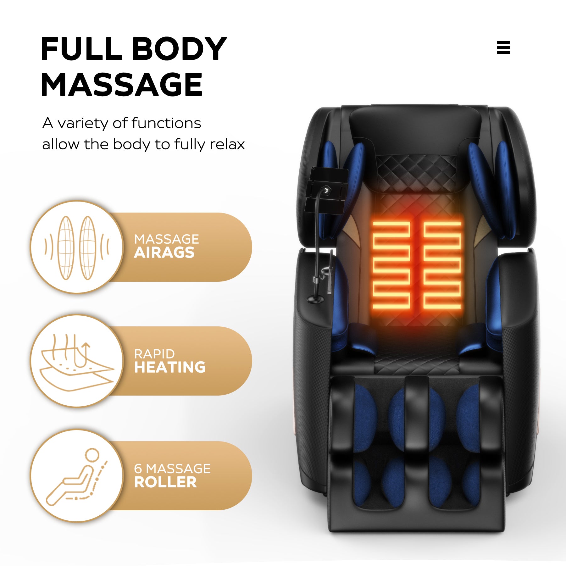 2024 Massage Chair Recliner with Zero Gravity with Full Body Air Pressure - Grand Goldman Shop