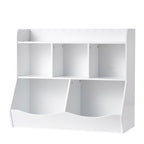 Wood Kid Storage Cubby, Toy Storage Organizer with Bookshelf, 5-Cubby Wood Toy Storage Cabinet, Children Book Toy Shelf for K