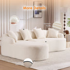 Boneless L-Shape Sectional Sofa with Curved Chaise,White Modular Chenille Compression Couch,30D High-Density Foam,Minimalist Modular Couches Sleeper for Living Room Bedroom Apartment Lounge. - Grand Goldman Shop