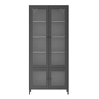 Large Metal Storage Cabinet Display Cabinet with 4 Glass Doors 5 Shelves Side Cabinet Bookcase Freestanding Cabinet for Bedro