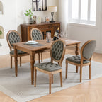 French Style Solid Wood Frame Antique Painting,Hand-pulled buckle decoration PU artificial leather Dining Chair with Nailhead Trim ,Wood Legs,Set of 2,White Pine Green,SW1839WP - Grand Goldman Shop