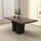 Extendable Dining Room Table for 4-10 People,Wooden Transformer Kitchen Dining Table with Black Double Sturdy Pedestal Base, Modern Expandable Large Table - Grand Goldman Shop
