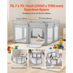 Baby Playpen, 78.7″ x 70.1″ Extra Large Toddlers Playpen, Foldable Baby Fence Play Yard with Zippered Door & Soft Breathable 
