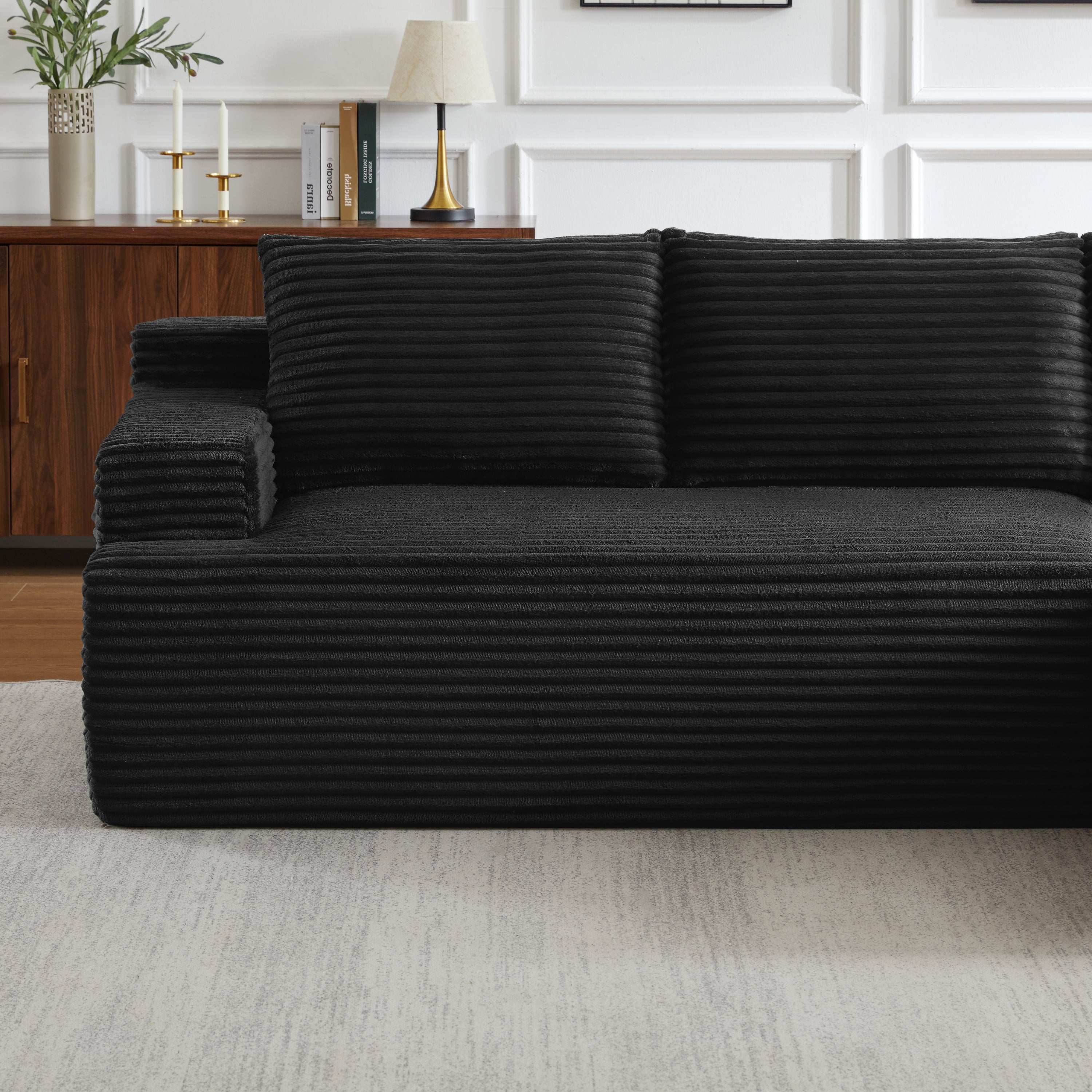 L-Shaped Cloud Sectional Sofa with Deep Seat,No Assembly Required,Modular Couches Sleeper for Living Room,Bedroom,Apartment,Black - Grand Goldman Shop